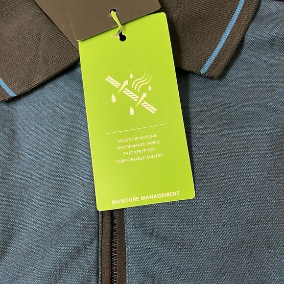 NWT Boss Hugo Boss Men's 1/4 Zip Performance Golf Polo Shirt Blue Black XXL - Picture 8 of 14